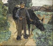 Max Liebermann A farmer with his cow oil